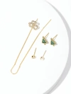 Xuhui brand exquisite and light luxury copper plated with real gold and set with zircon 925 silver needles, multiple pieces, one card, Christmas element design fashionable stud earrings details Picture